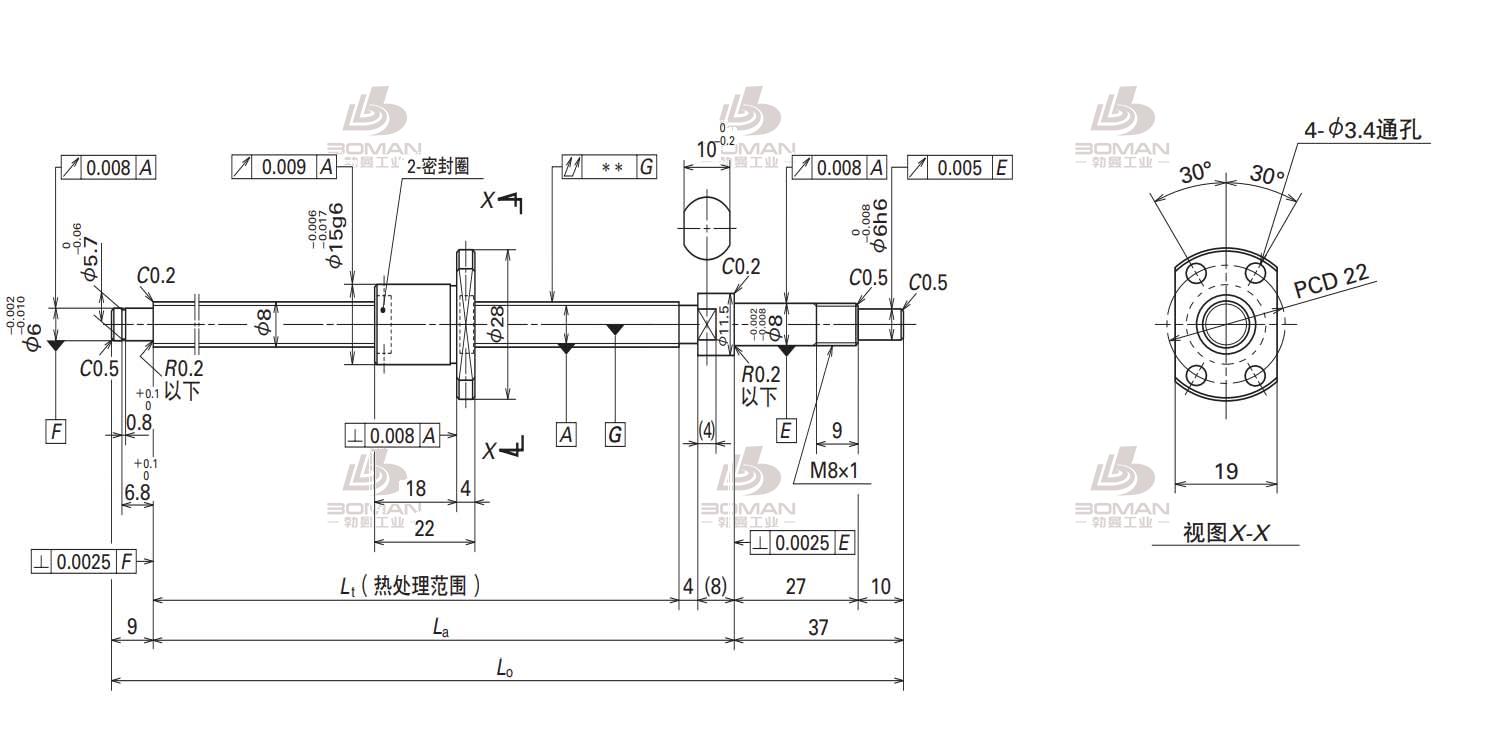 W0800MA-4Y-C3T1.5-轴端完成品滚珠丝杠