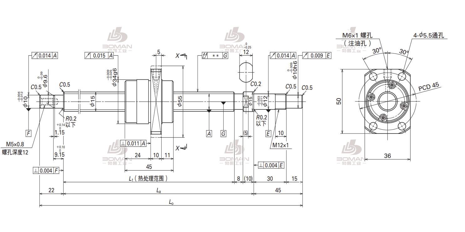 W1501FA-3PG-C5Z20-轴端完成品滚珠丝杠