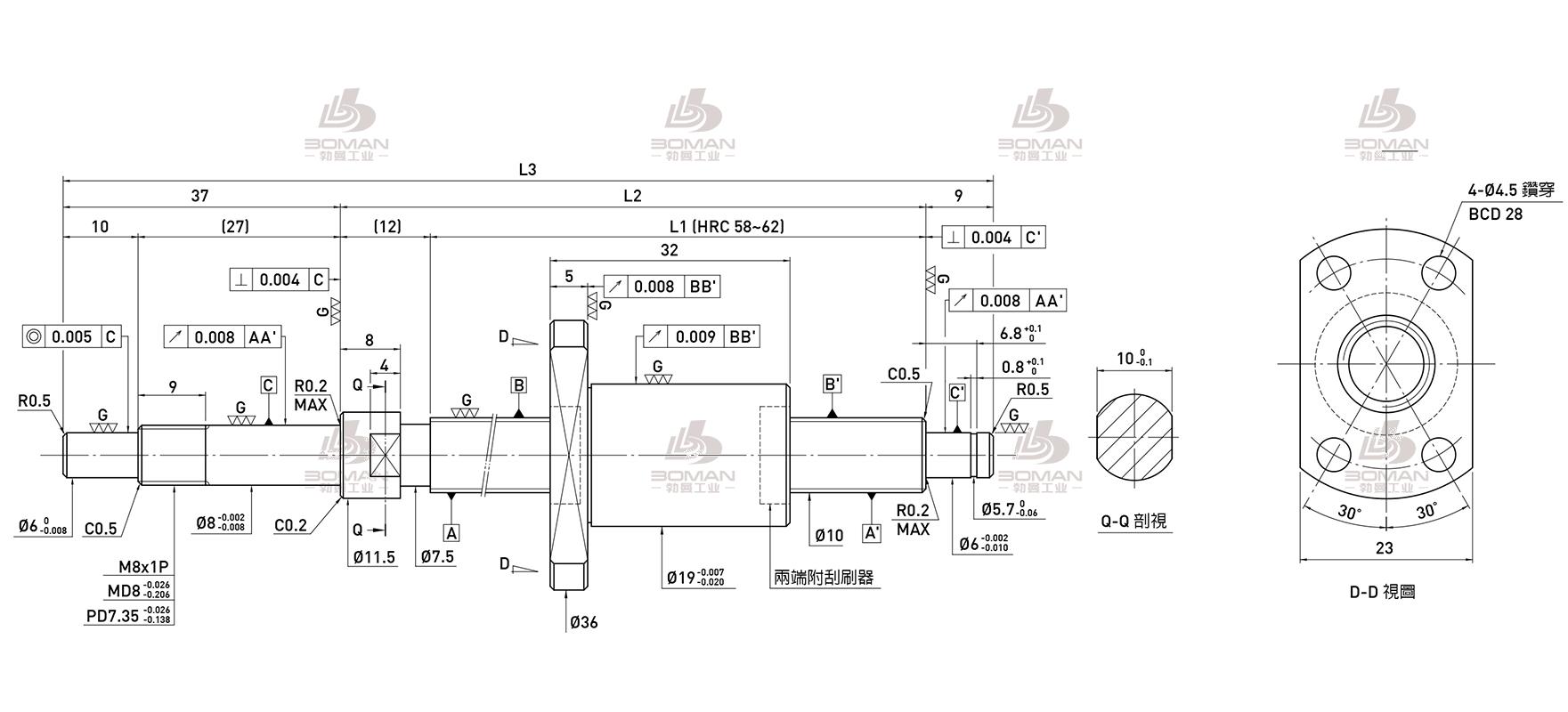 HIWIN上银 R10-2.5T3-FSI-150-208-0.008 上银滚珠丝杠图册